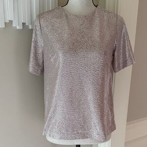 Shimmering Metallic Rose Gold Women's Top Blouse Shirt Size M